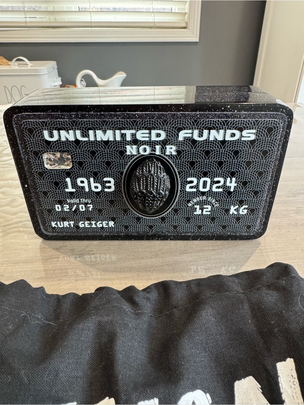 Kurt Geiger Black 'Unlimited Funds Noir' Decorative clutch with chain strap